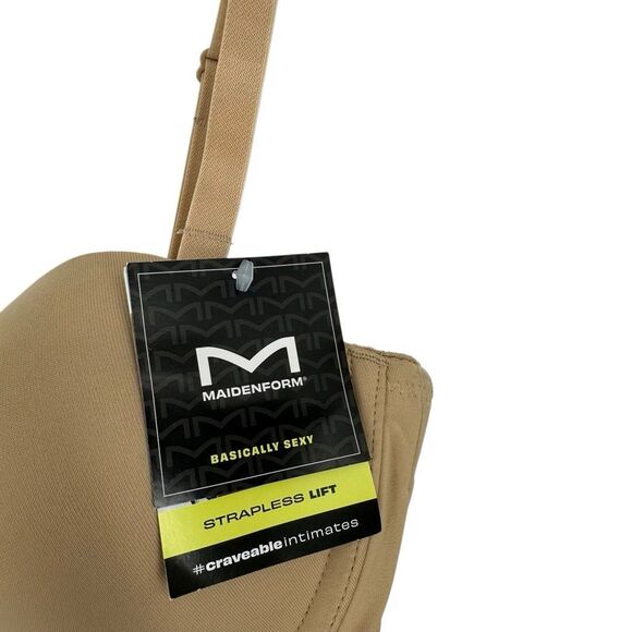 Maidenform Self-Expressions Stay Put Strapless Underwire Bra 34D Tan Nude NWT - Picture 3 of 10